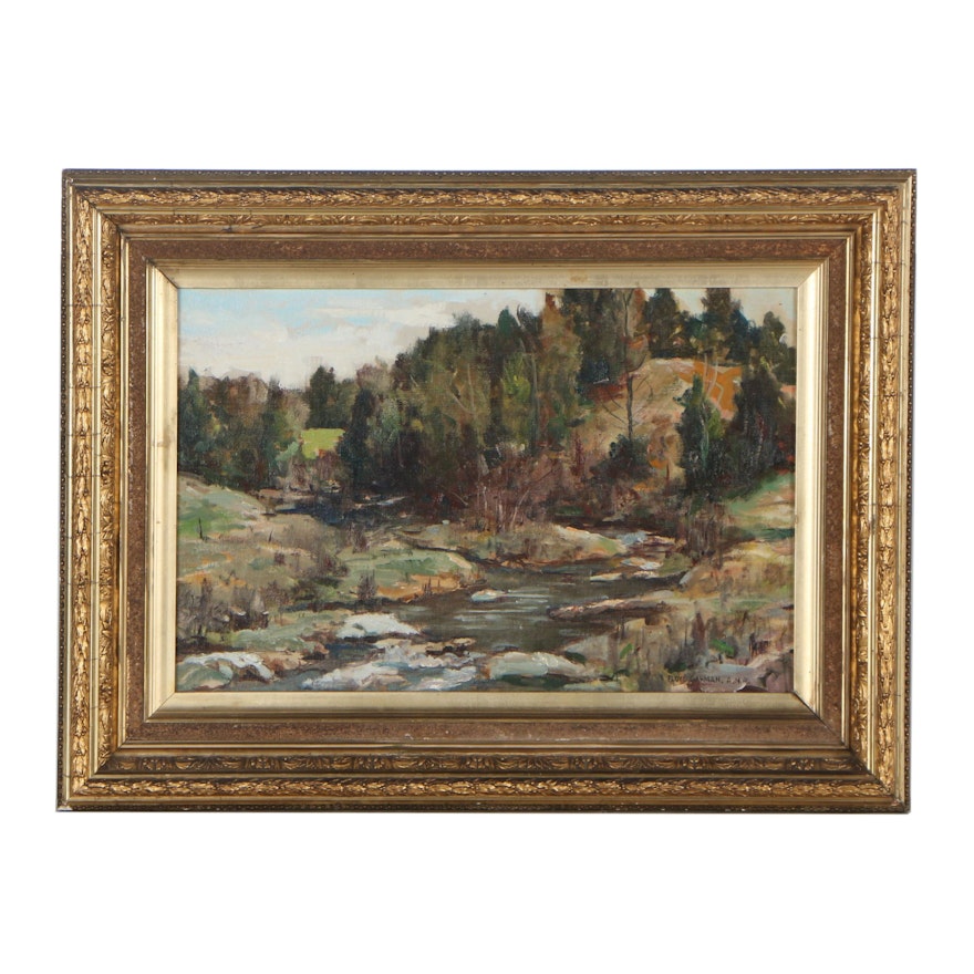 Floyd Gahman Landscape Oil Painting, Mid 20th Century