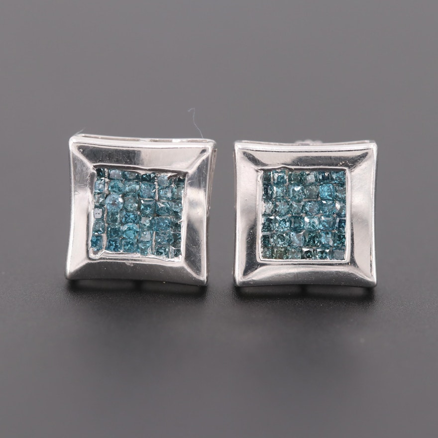 10K and 14K White Gold 0.95 CTW Diamond Earrings