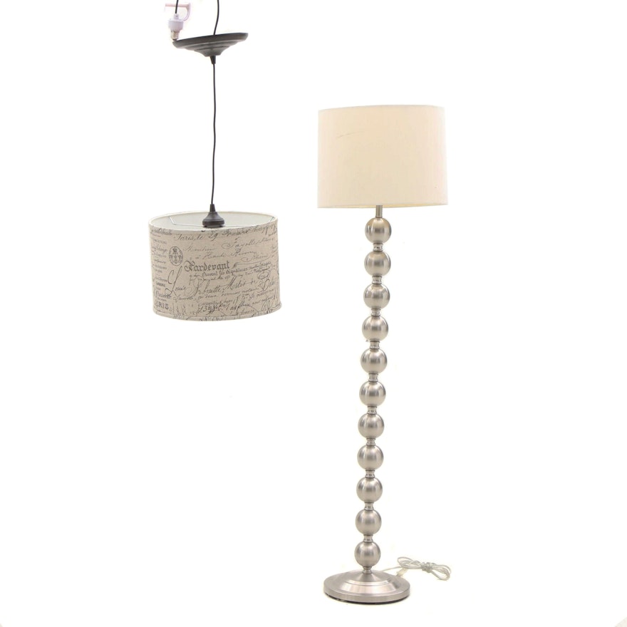 Stacked Ball Floor Lamp with Pendant Light Featuring Ballard Designs