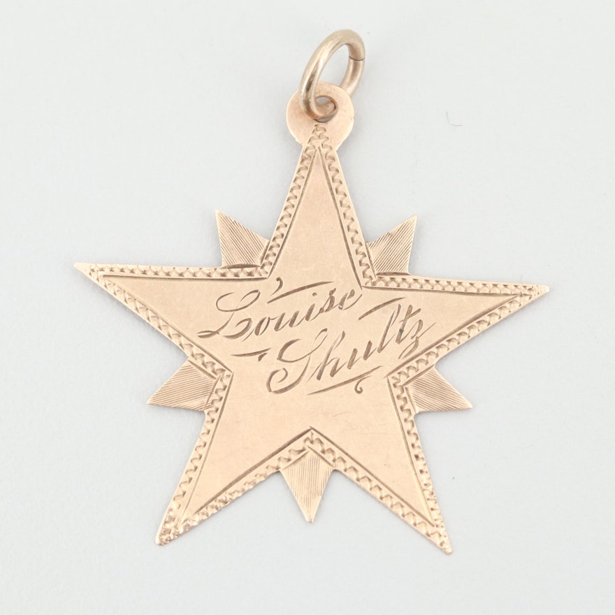 Circa 1902 10K Yellow Gold Star Pendant
