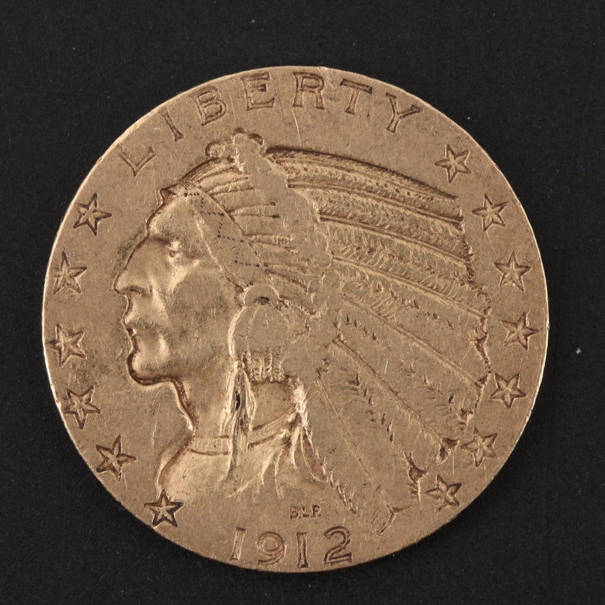 1912-S Indian Head $5 Half Eagle Gold Coin