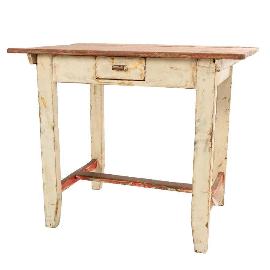 Continental Painted Pine Work Table, Mid-Century