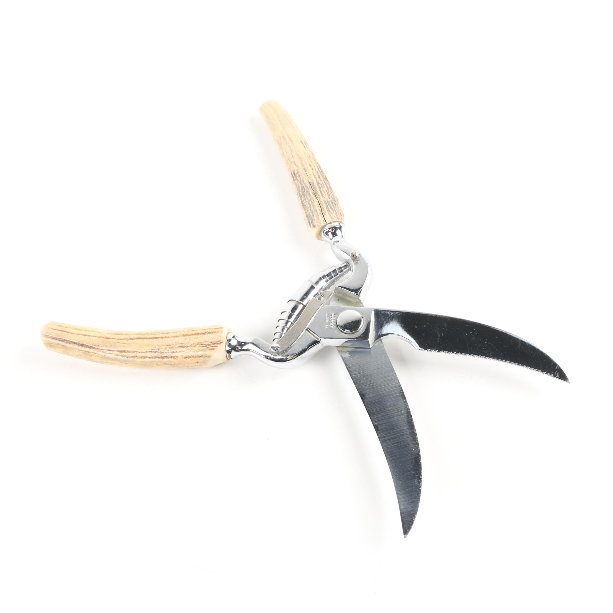 Voos Co. Stag Horn Handle Poultry Shears