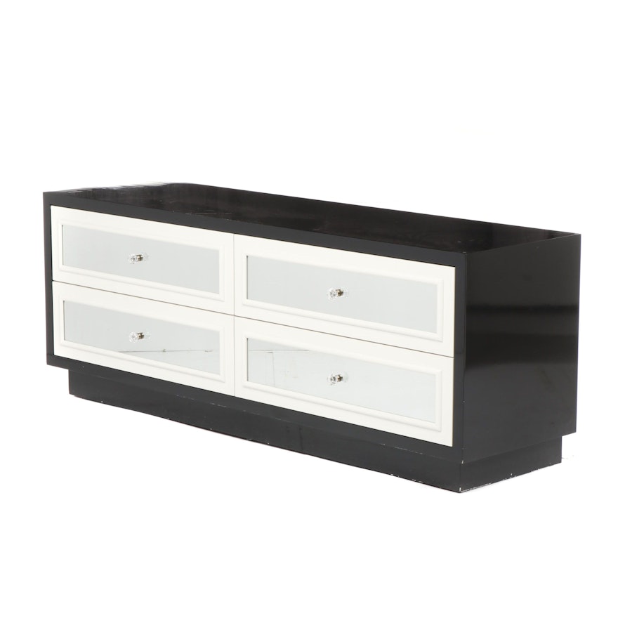 Contemporary Laminate Four-Drawer Mirrored Front Panel Chest