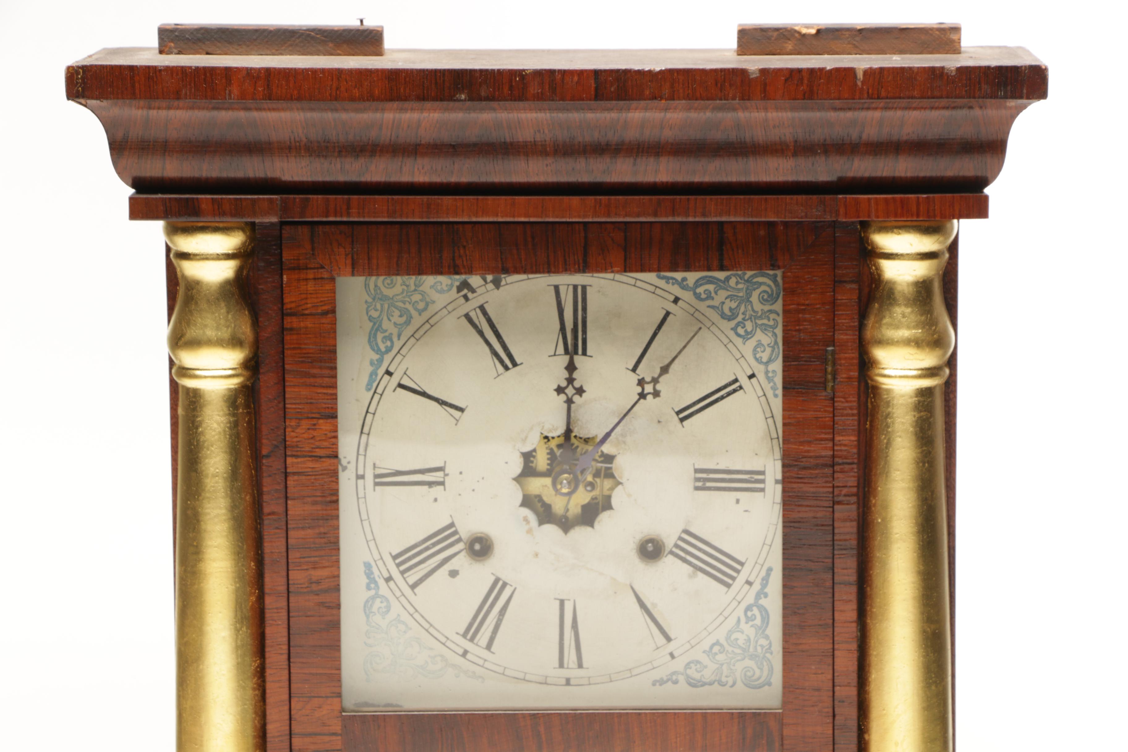 Waterbury Eight Day 30 Hour Column and Cornice Cased Shelf Clock