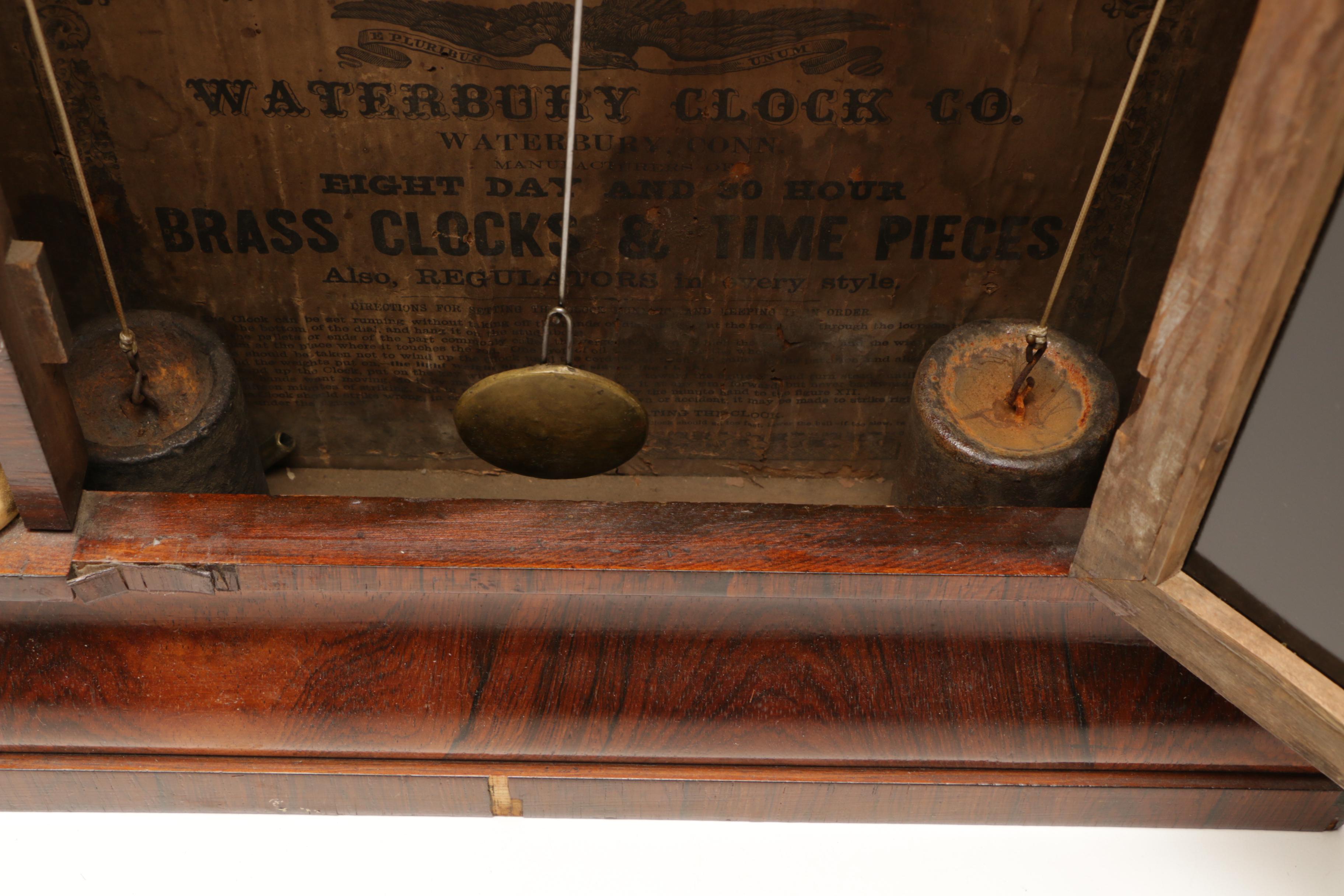 Waterbury Eight Day 30 Hour Column and Cornice Cased Shelf Clock