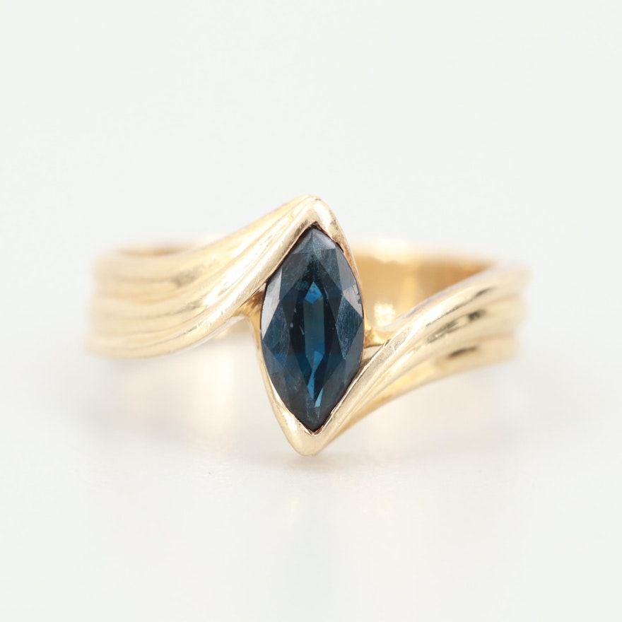 14K Yellow Gold Sapphire Ring with Euro Shank