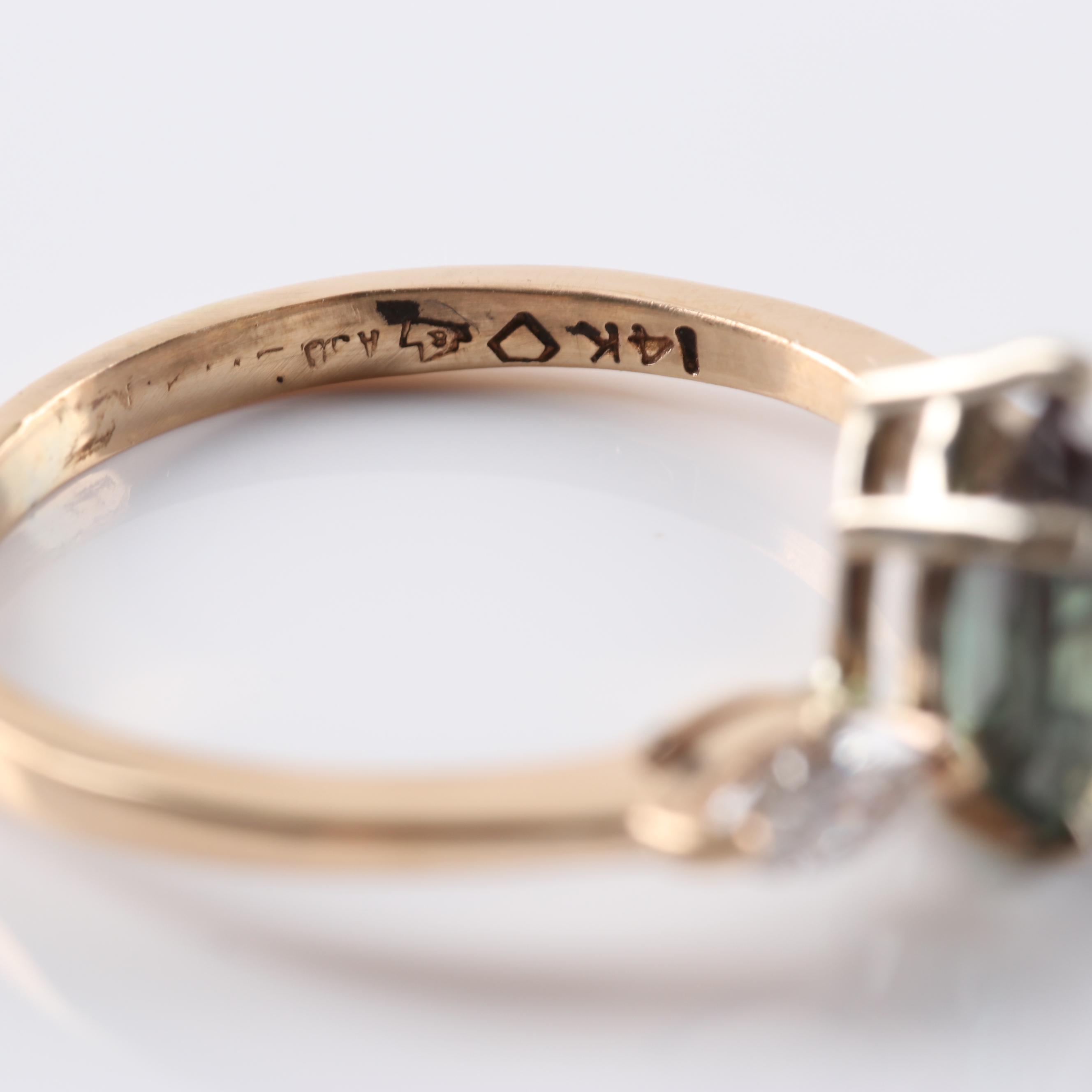 14K Yellow Gold Alexandrite and Diamond Ring