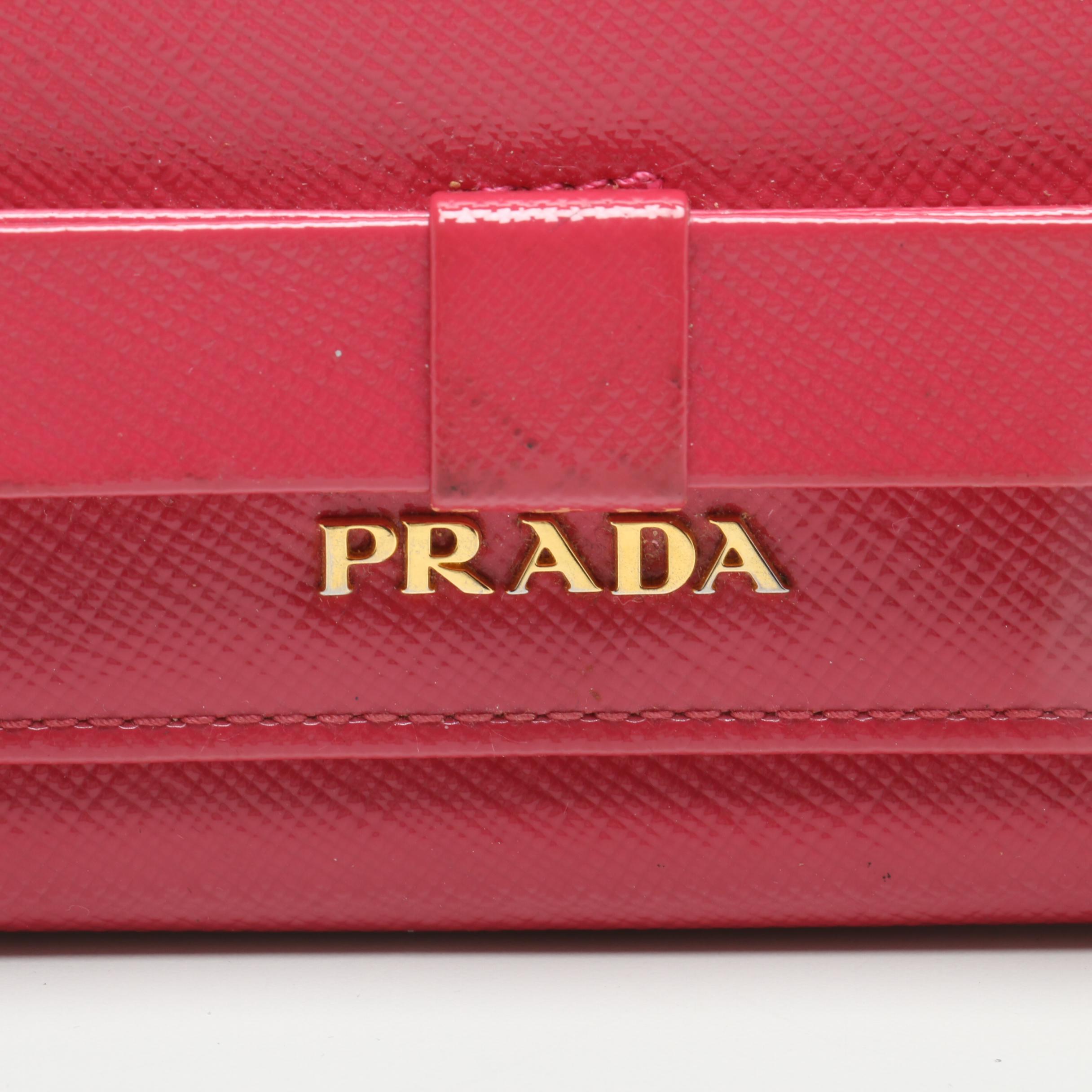 Prada Pink Glazed Saffiano Leather Wallet