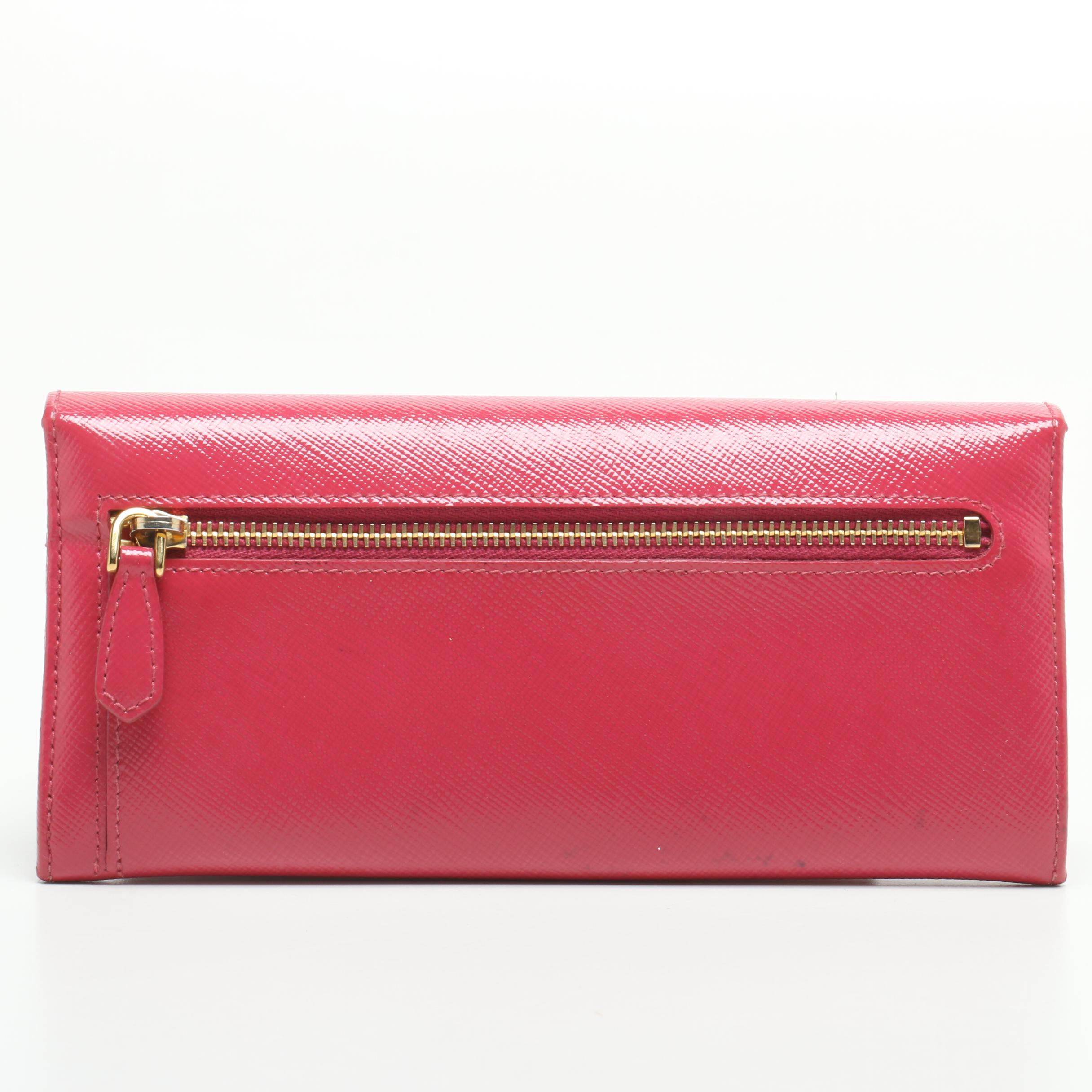 Prada Pink Glazed Saffiano Leather Wallet