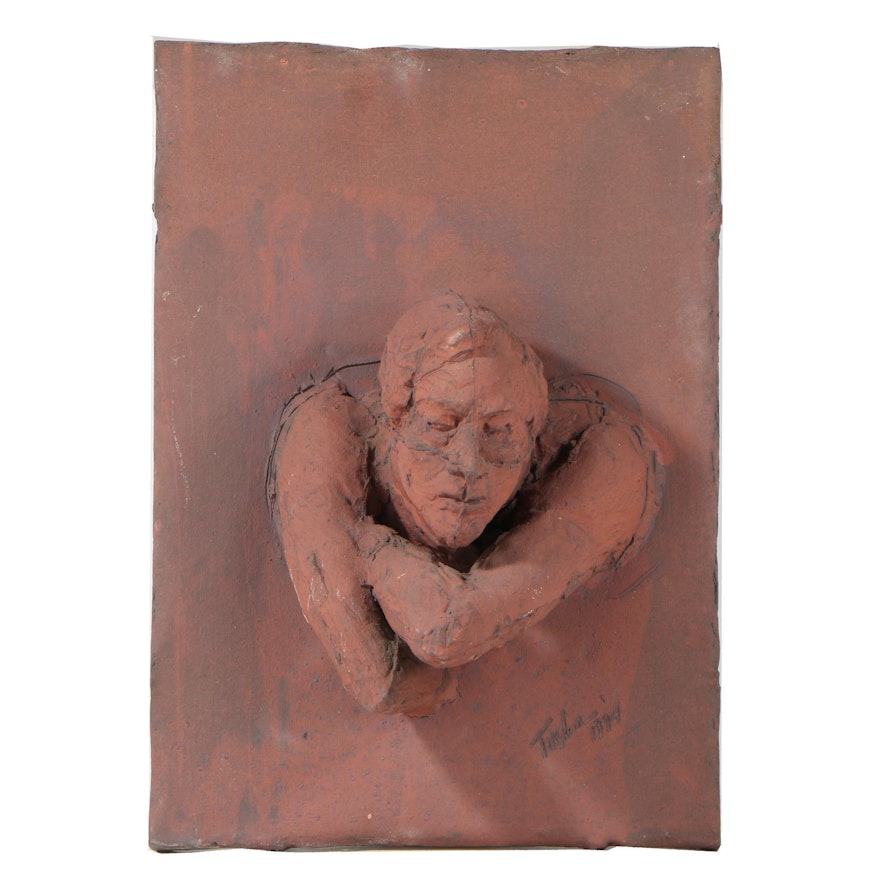 John Tuska 1974 Stoneware Relief Sculpture