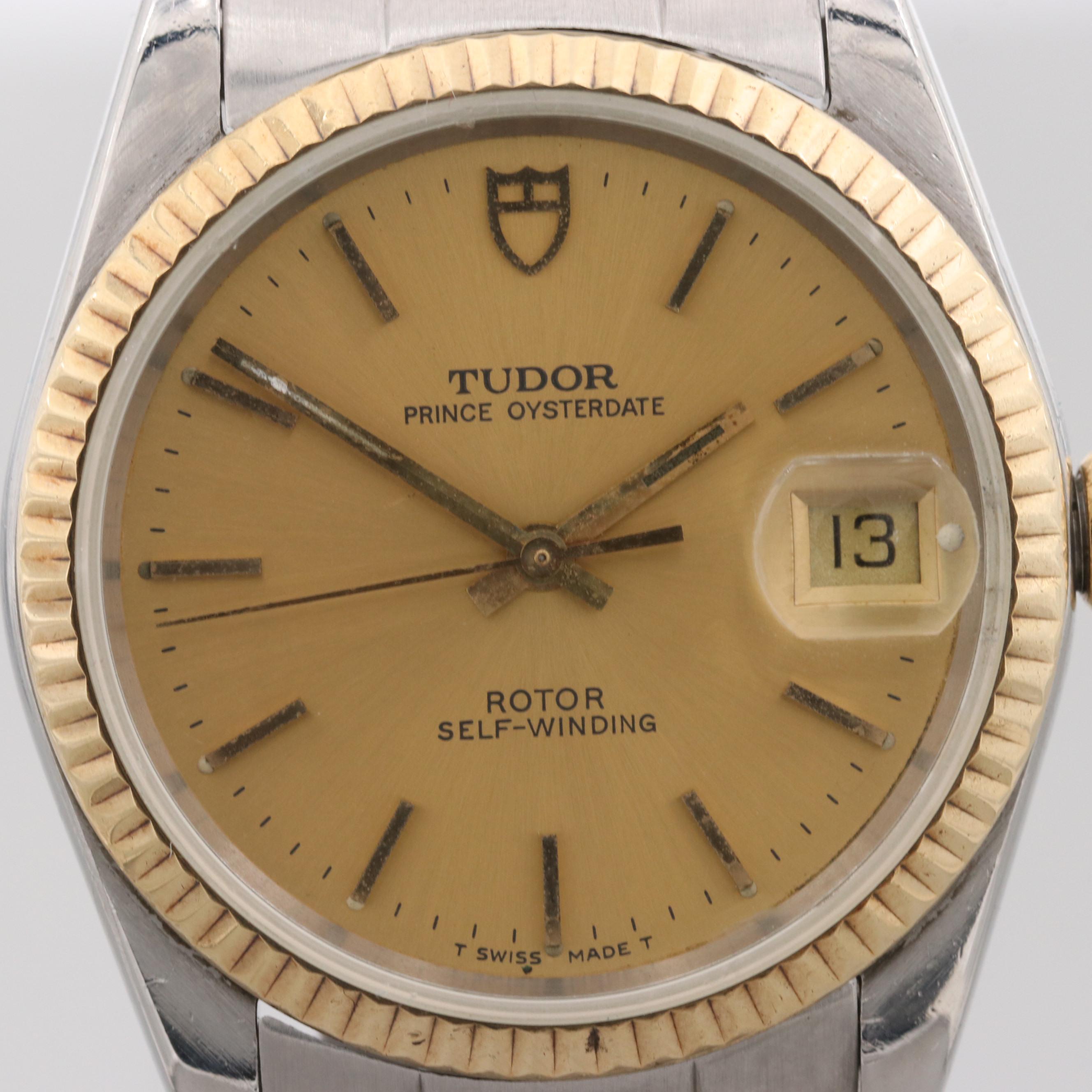 Vintage Tudor Prince Oyster Date Stainless Steel and 18K Yellow Gold Watch