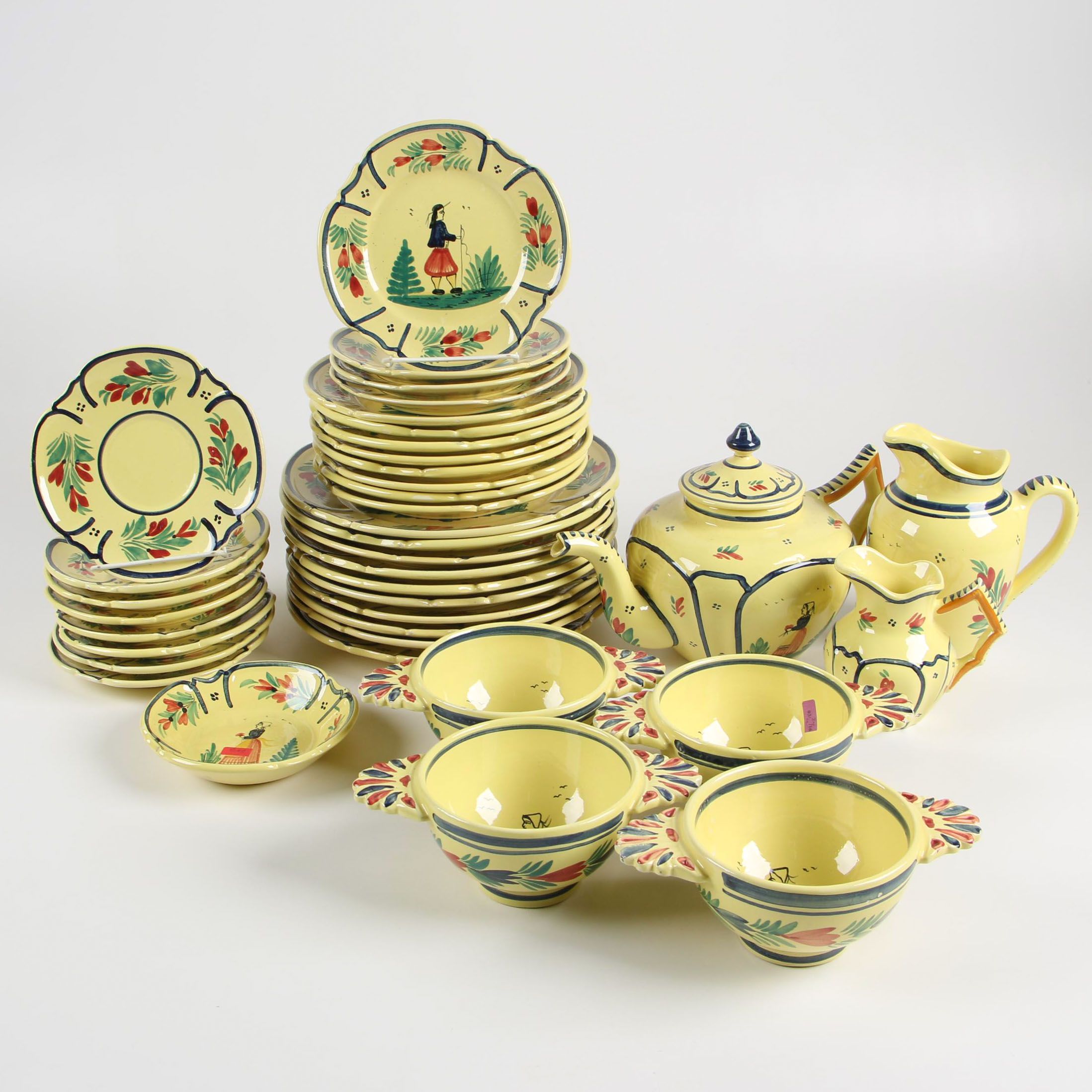 Quimper Faïence "Soleil Yellow" Earthenware Dinnerware