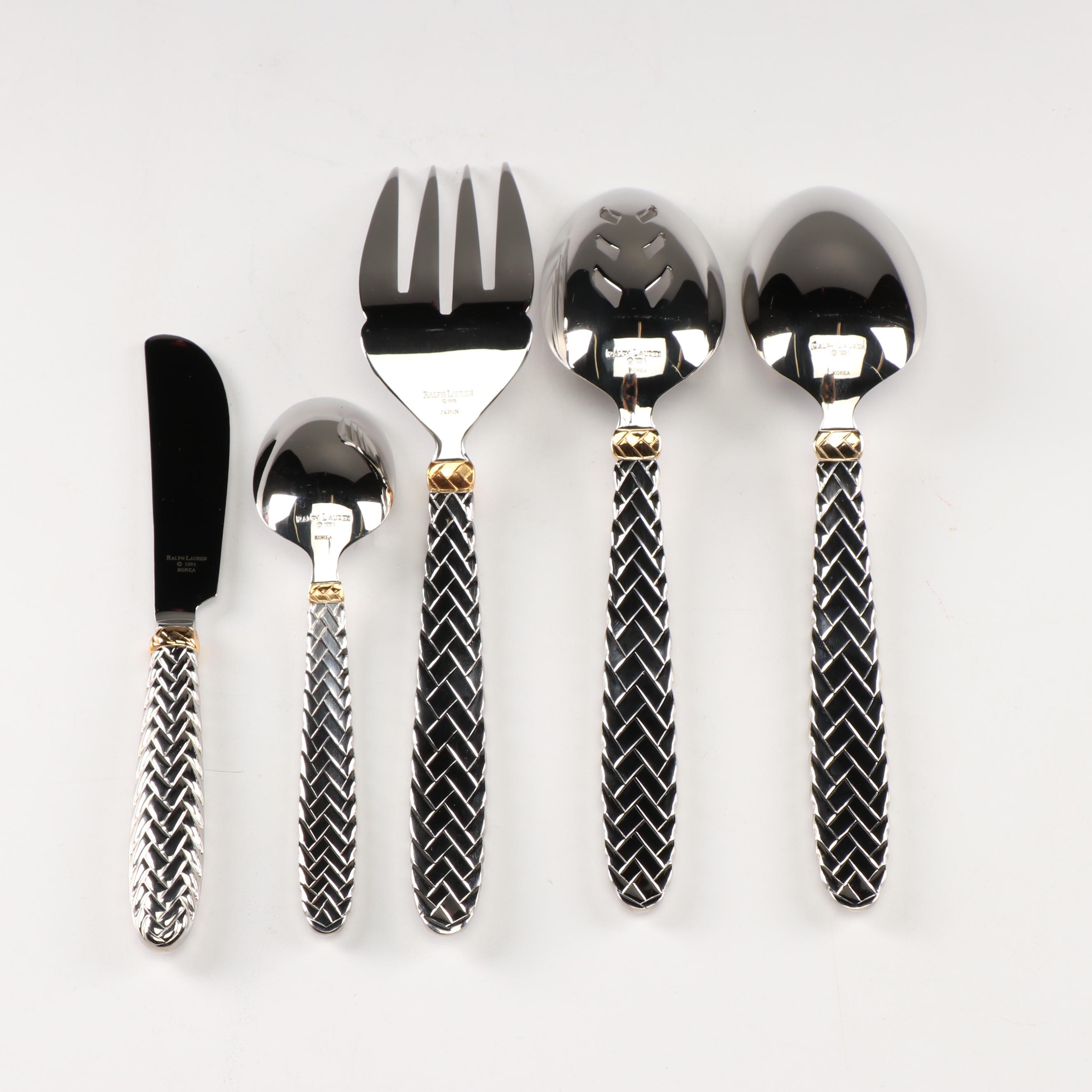 Ralph Lauren Golden Equestrian Braid Flatware Set