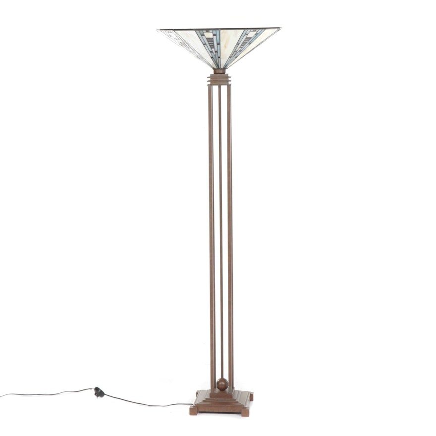 Arts and Crafts Style Metal Standing Floor Lamp, Late 20th Century