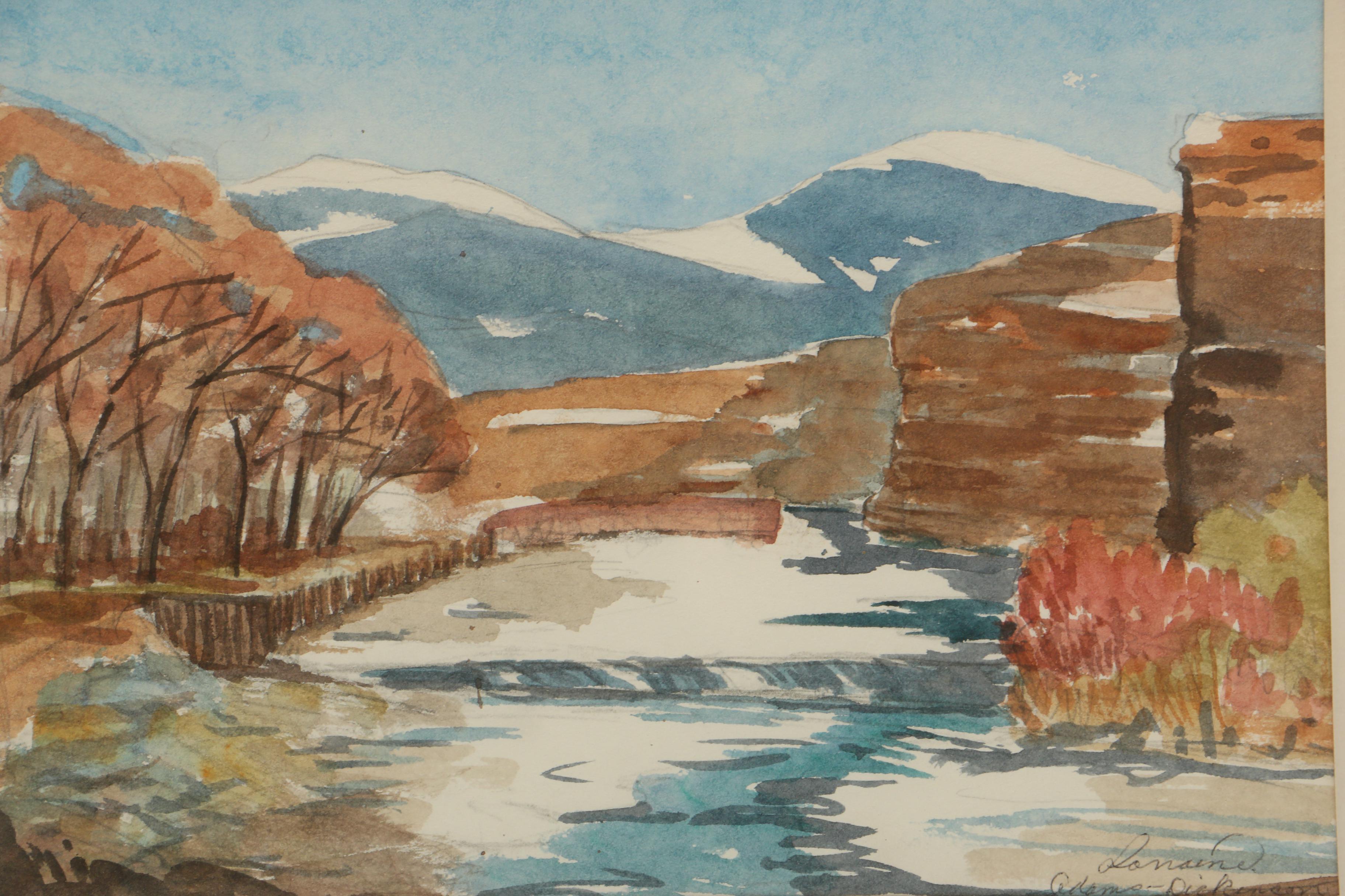 20th Century Watercolor Painting of Landscape