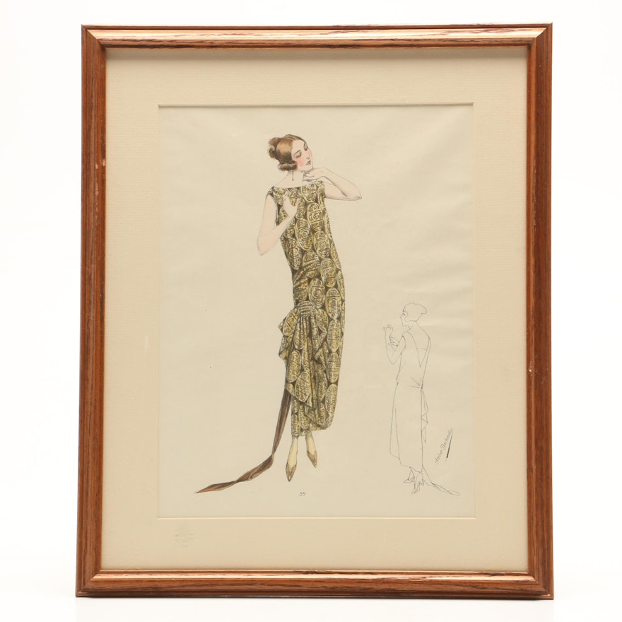 Atelier Bachwitz Lithograph Page from "Classic French Fashions of the Twenties"