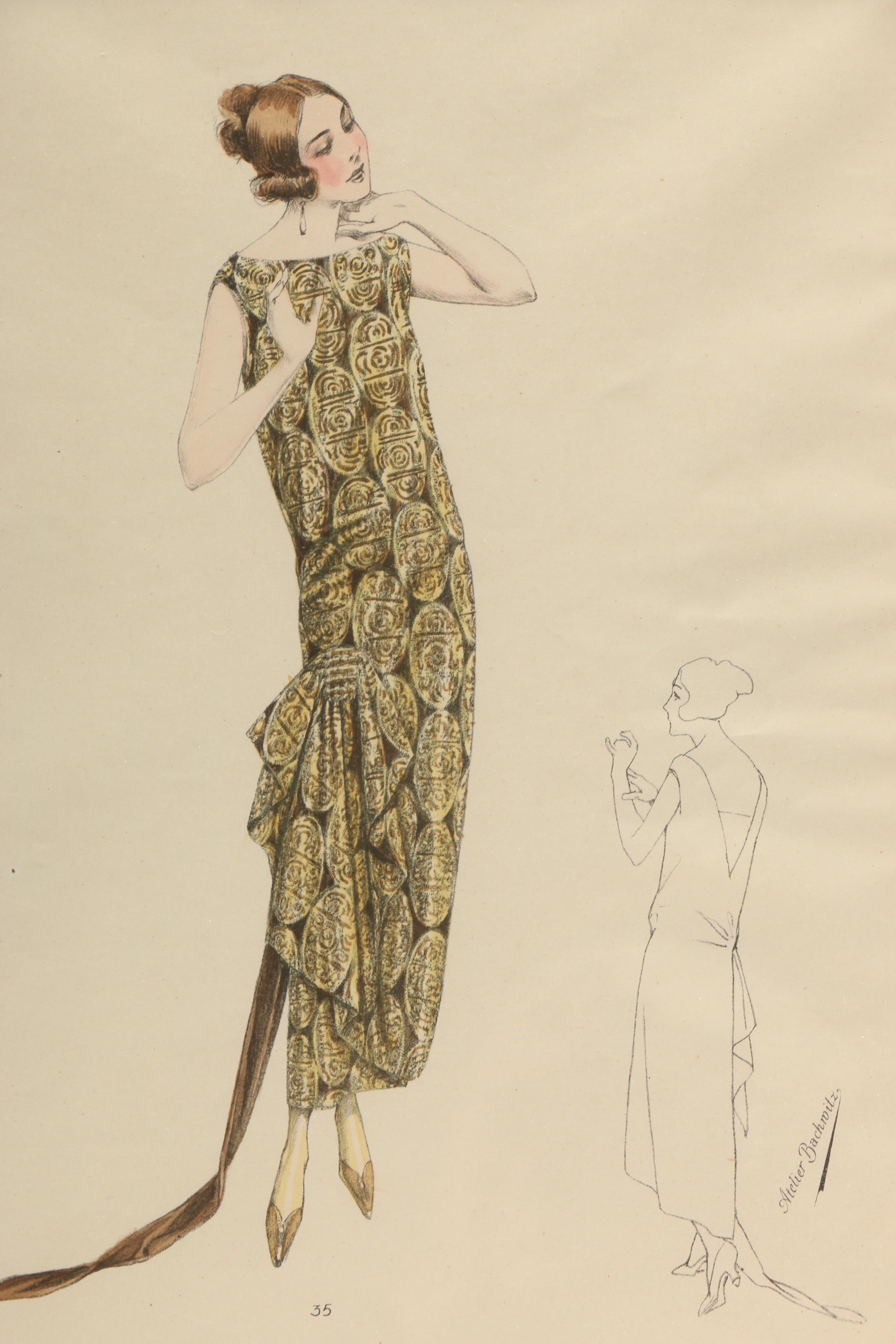Atelier Bachwitz Lithograph Page from "Classic French Fashions of the Twenties"