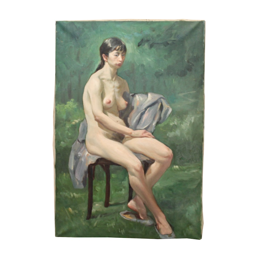 Chuck Wong Oil Painting of Female Nude