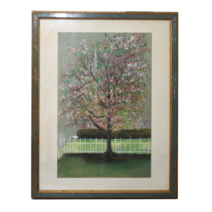 Ethel Sassoy Oil Painting of Blossoming Tree