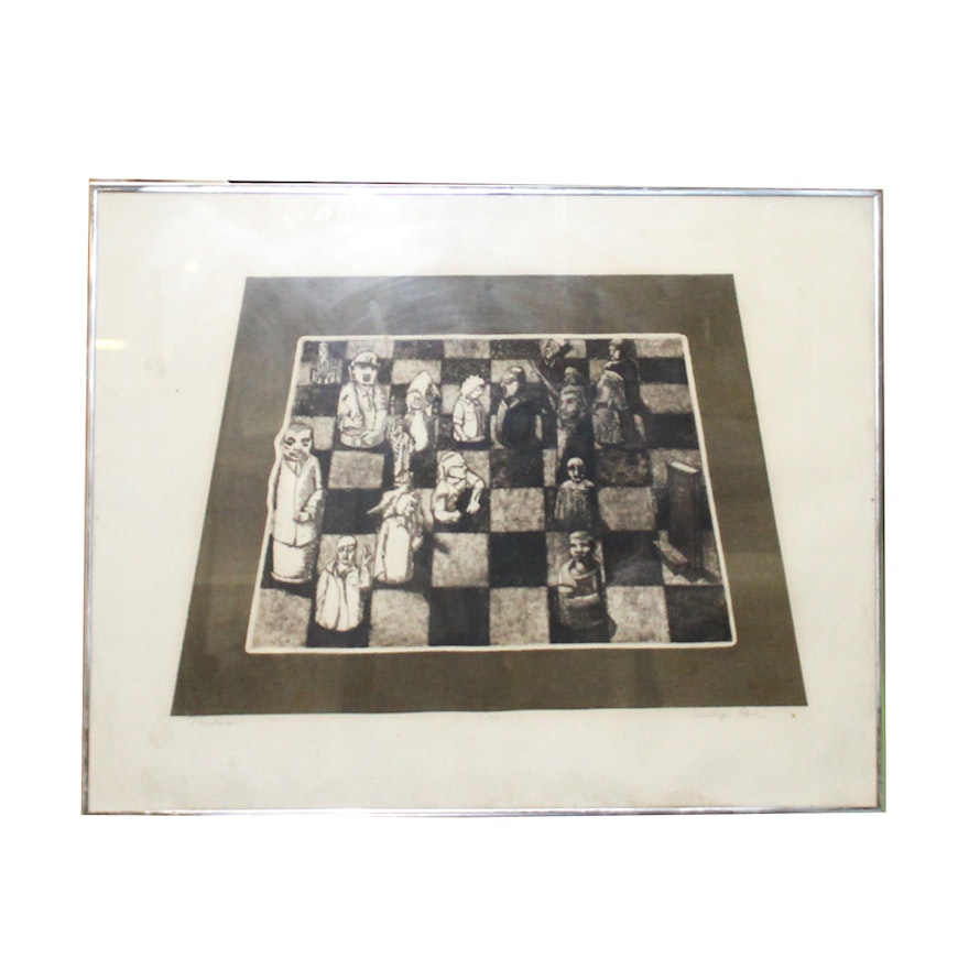 Roslyn Rose Lithograph "Pawns"