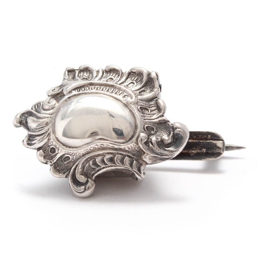 Sterling Silver Vintage Boutonniere Pin