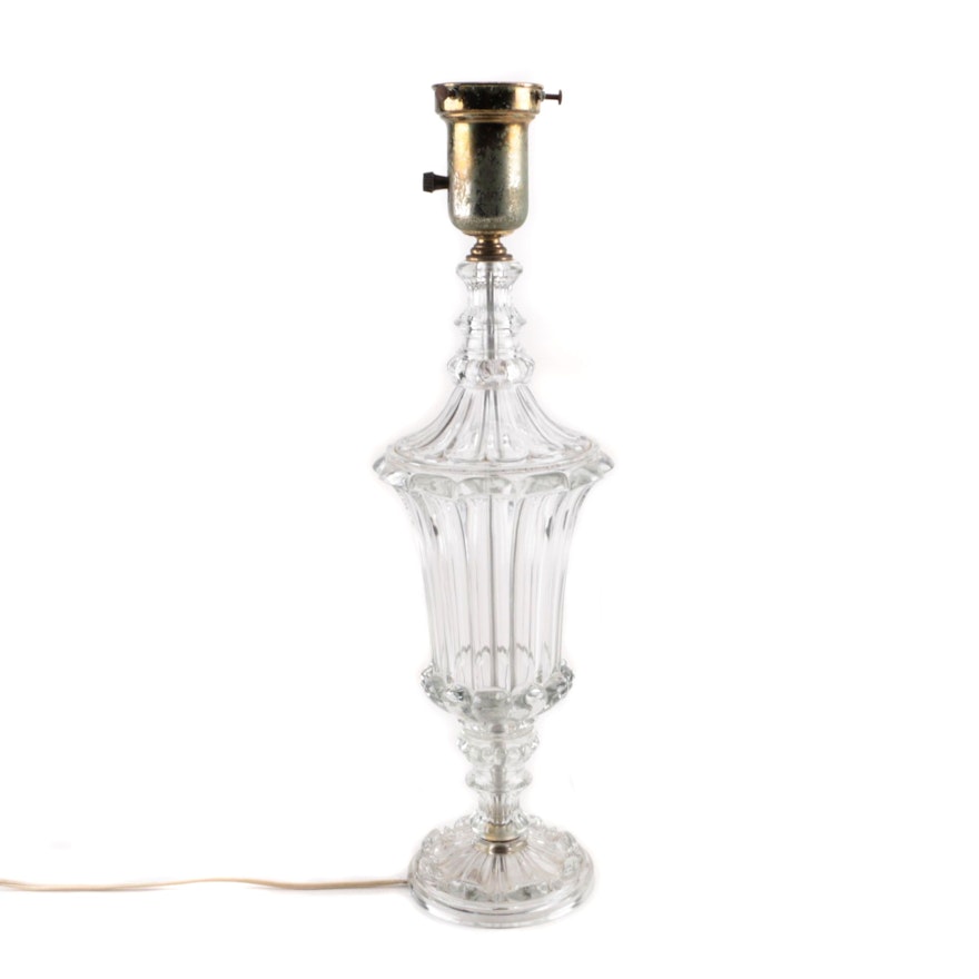 Neoclassical Style Pressed Glass Urn-Form Table Lamp, Late 20th Century