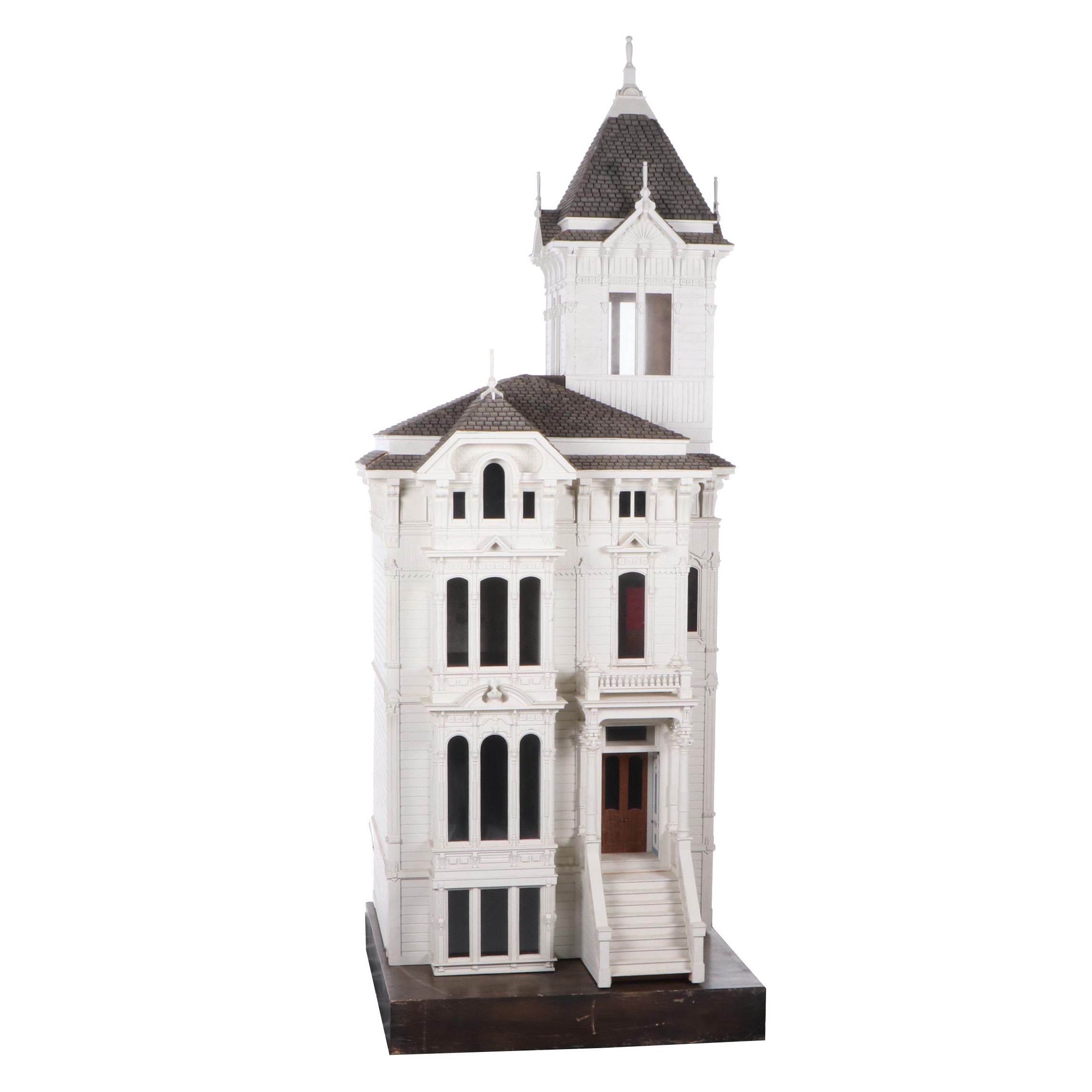 Jim Marcus Victorian Style Electrified Dollhouse with Miniatures