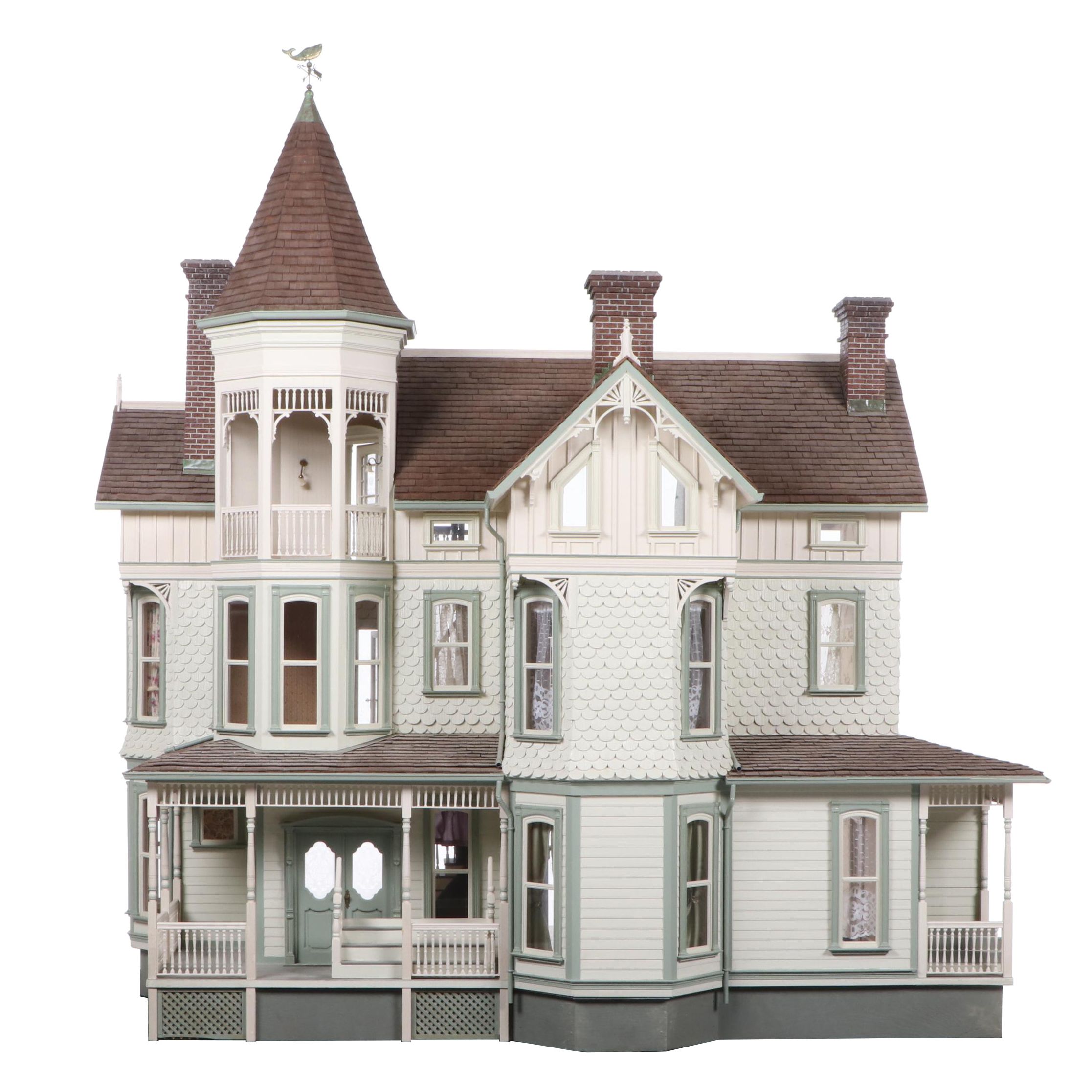 Victorian Style Dollhouse with Miniatures in the Style of Joseph Angel