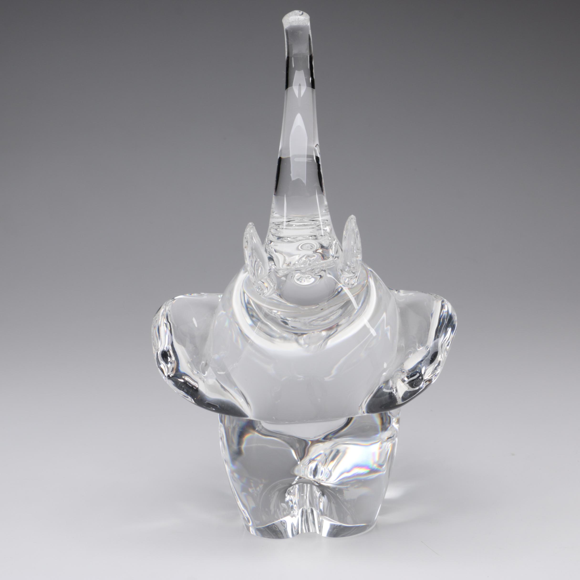 Steuben Art Glass "Trumpeting Elephant" Figurine by James Houston, 1964