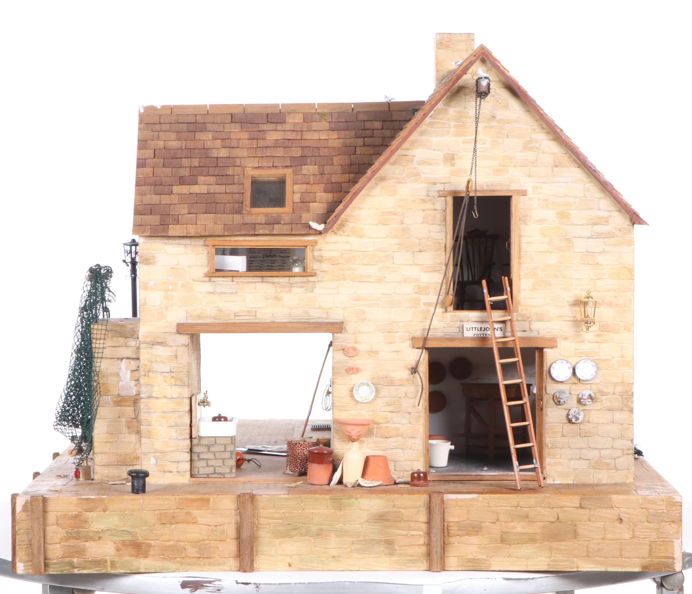 Brian Nichols Furnished Fisherman's Cottage Dollhouse Miniature, 1990