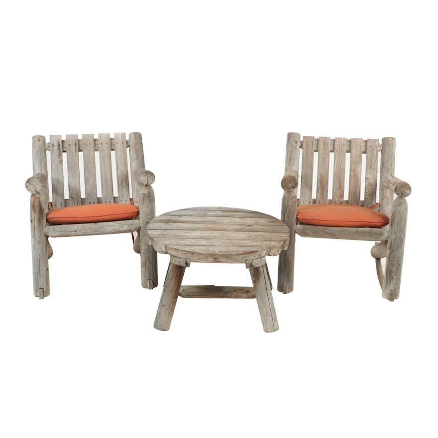 Two Outdoor Rocking Chairs and Round Table