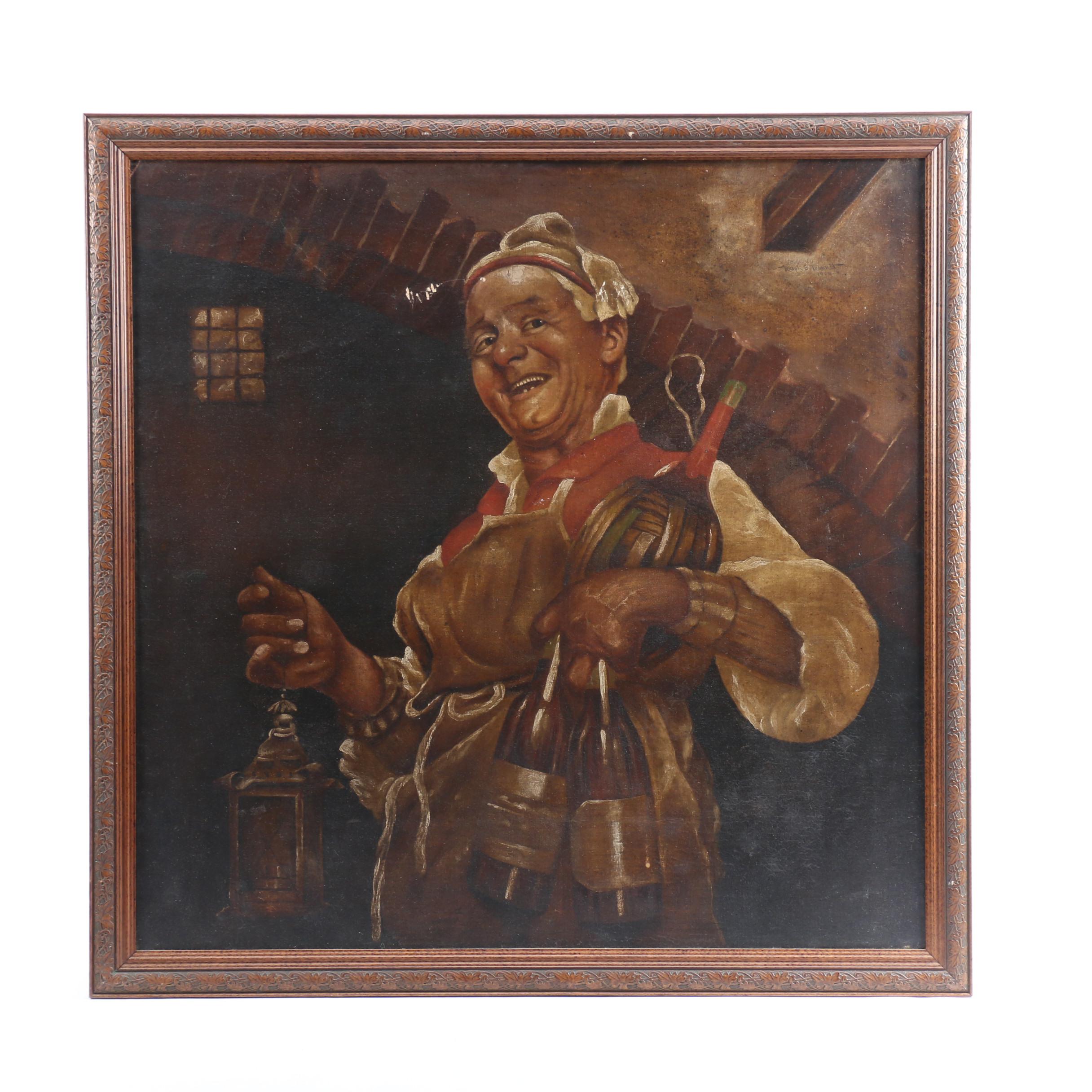 Ralph S. Tebbutt Early 20th Century Vintner Oil Painting