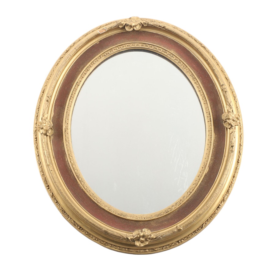 Oval Giltwood and Gesso Mirror, Mid-Century