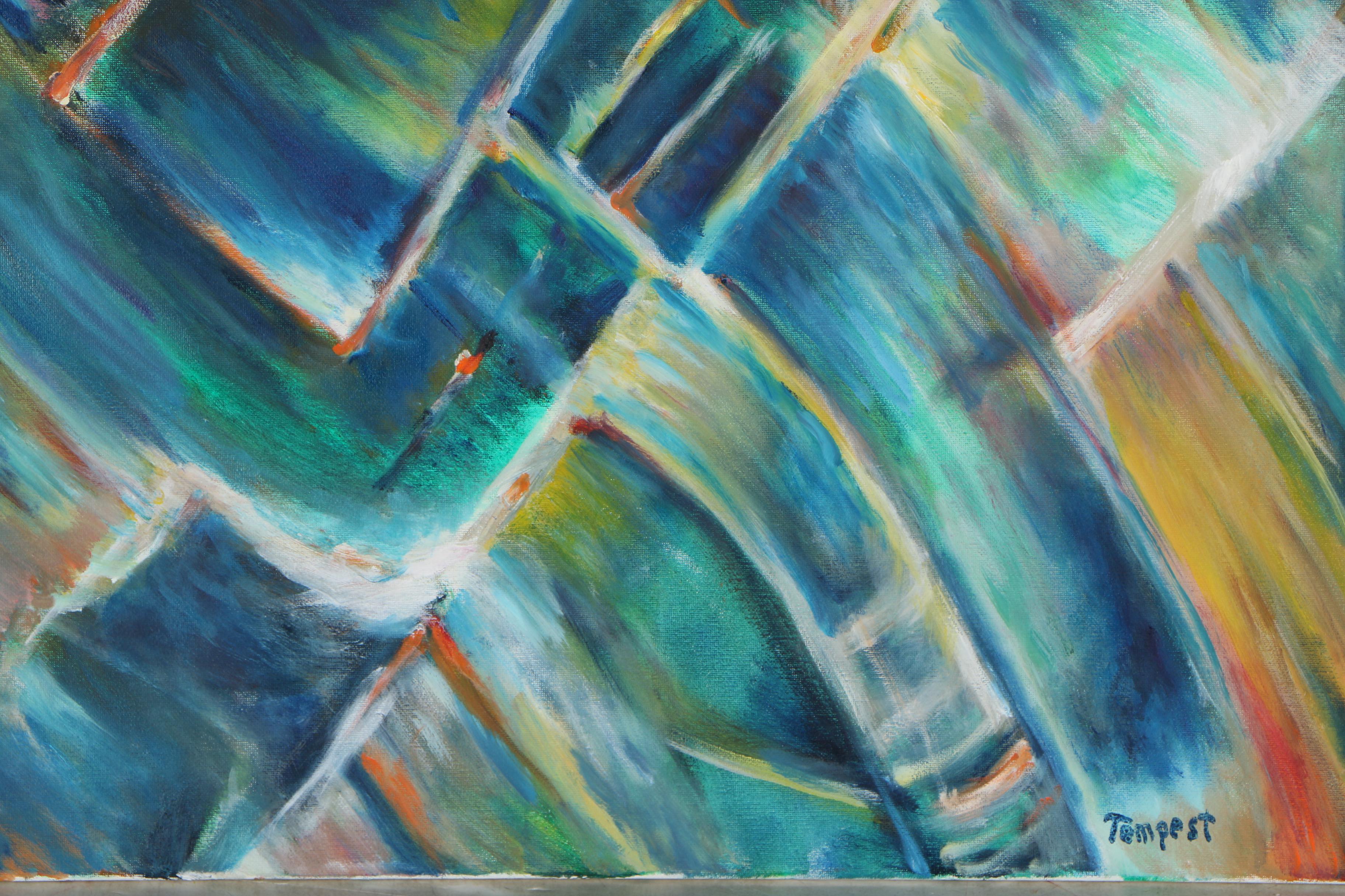 Husidio John Tempest Abstract Oil Painting Canvas "Urban Lights II"