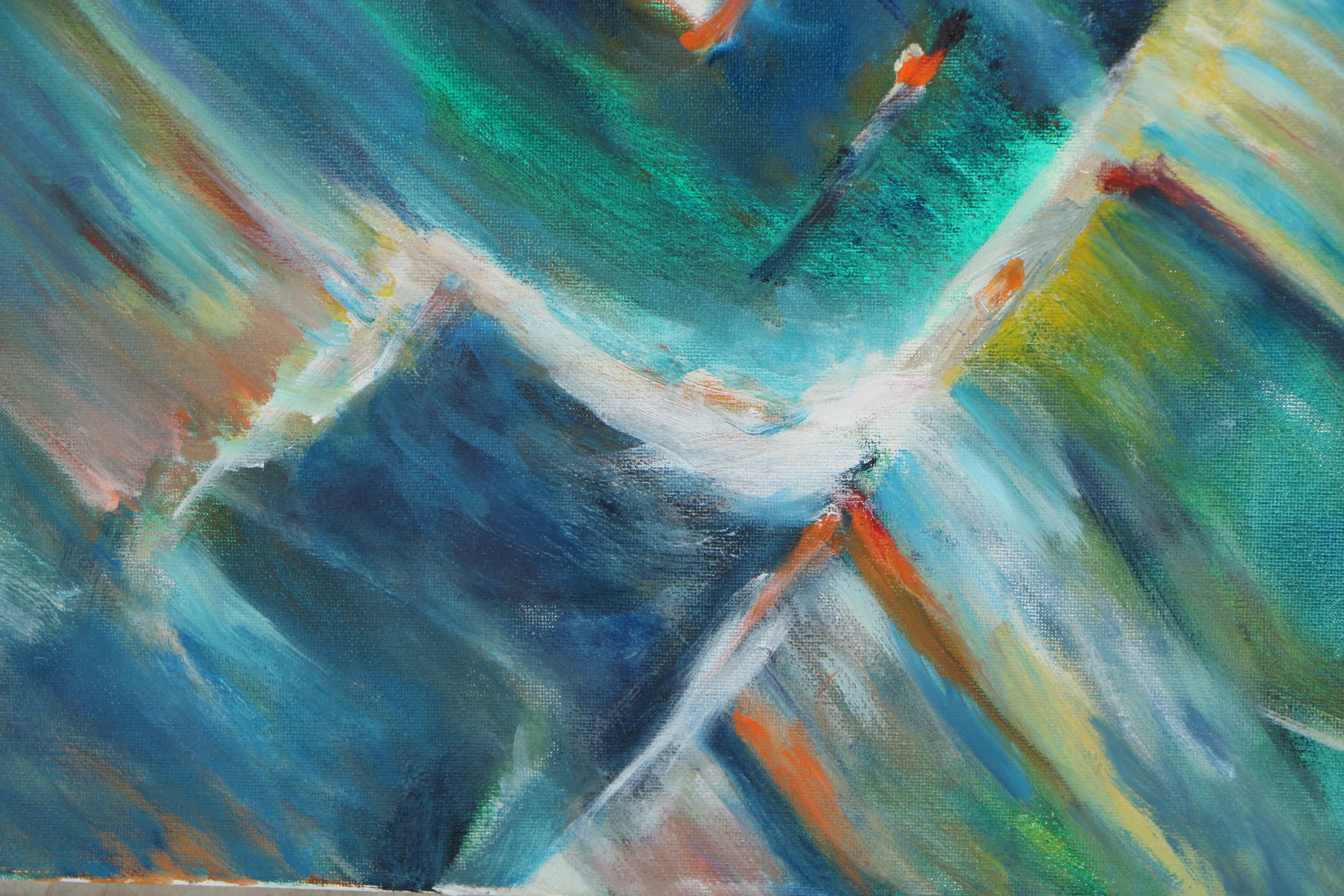 Husidio John Tempest Abstract Oil Painting Canvas "Urban Lights II"