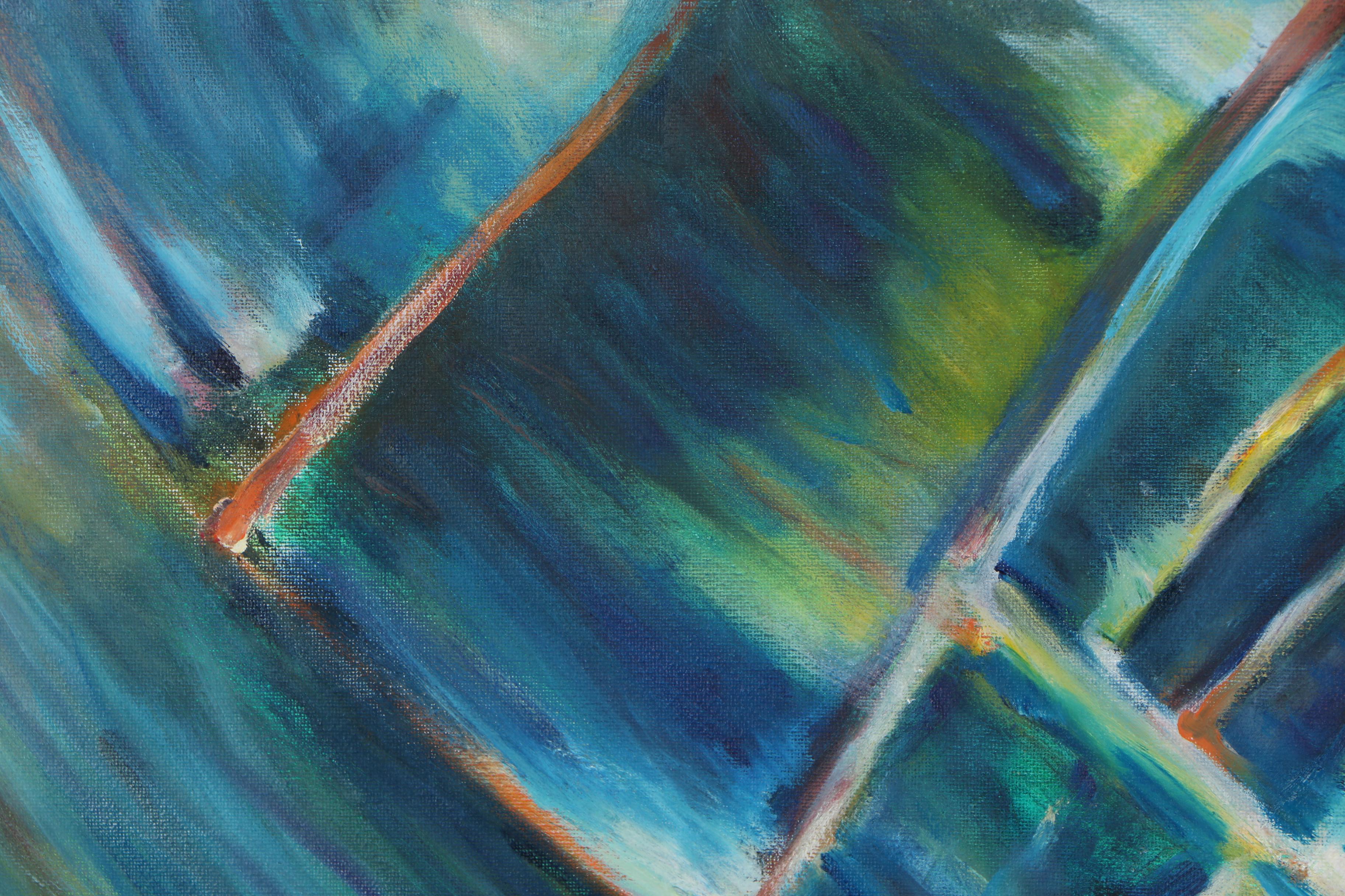 Husidio John Tempest Abstract Oil Painting Canvas "Urban Lights II"