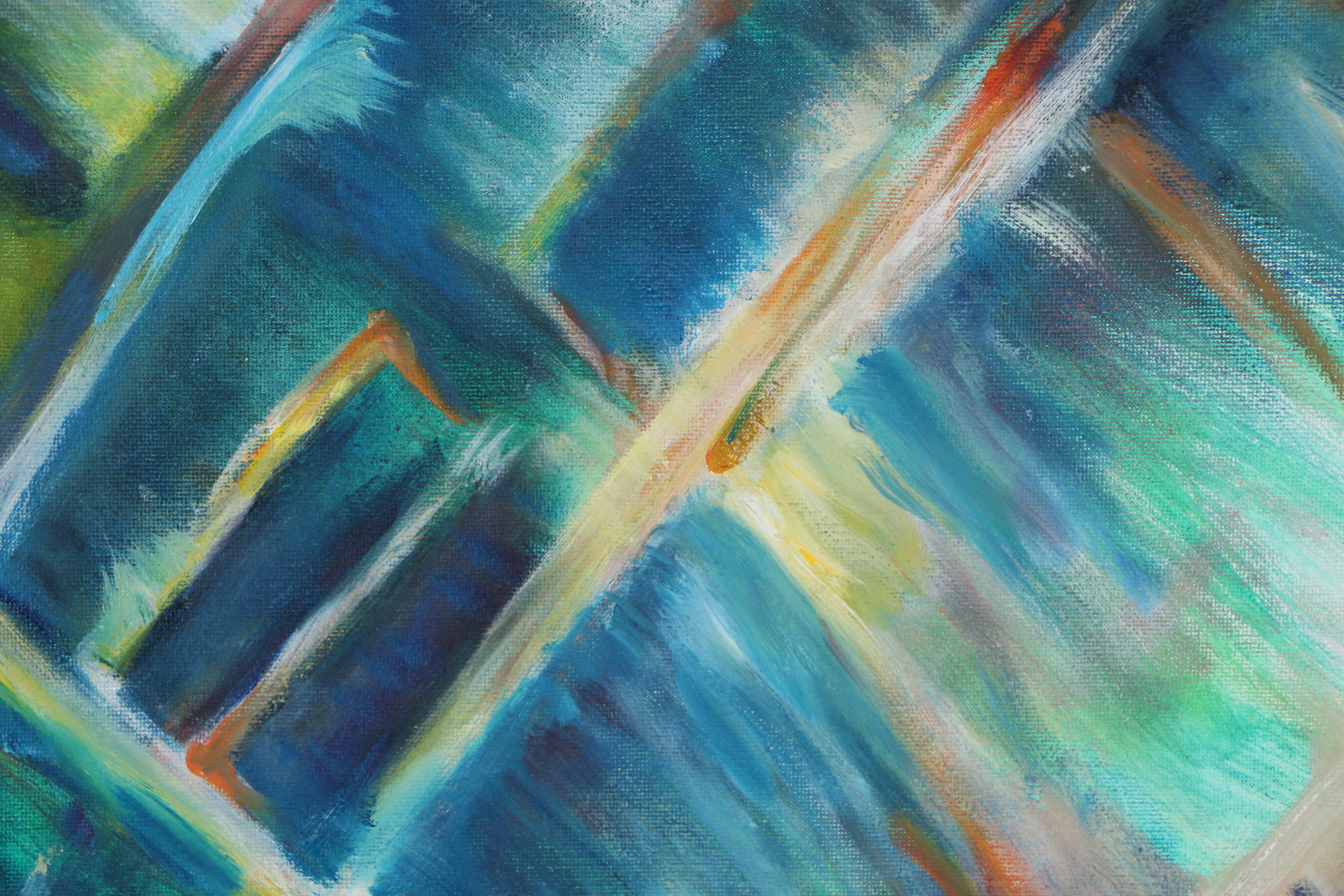 Husidio John Tempest Abstract Oil Painting Canvas "Urban Lights II"