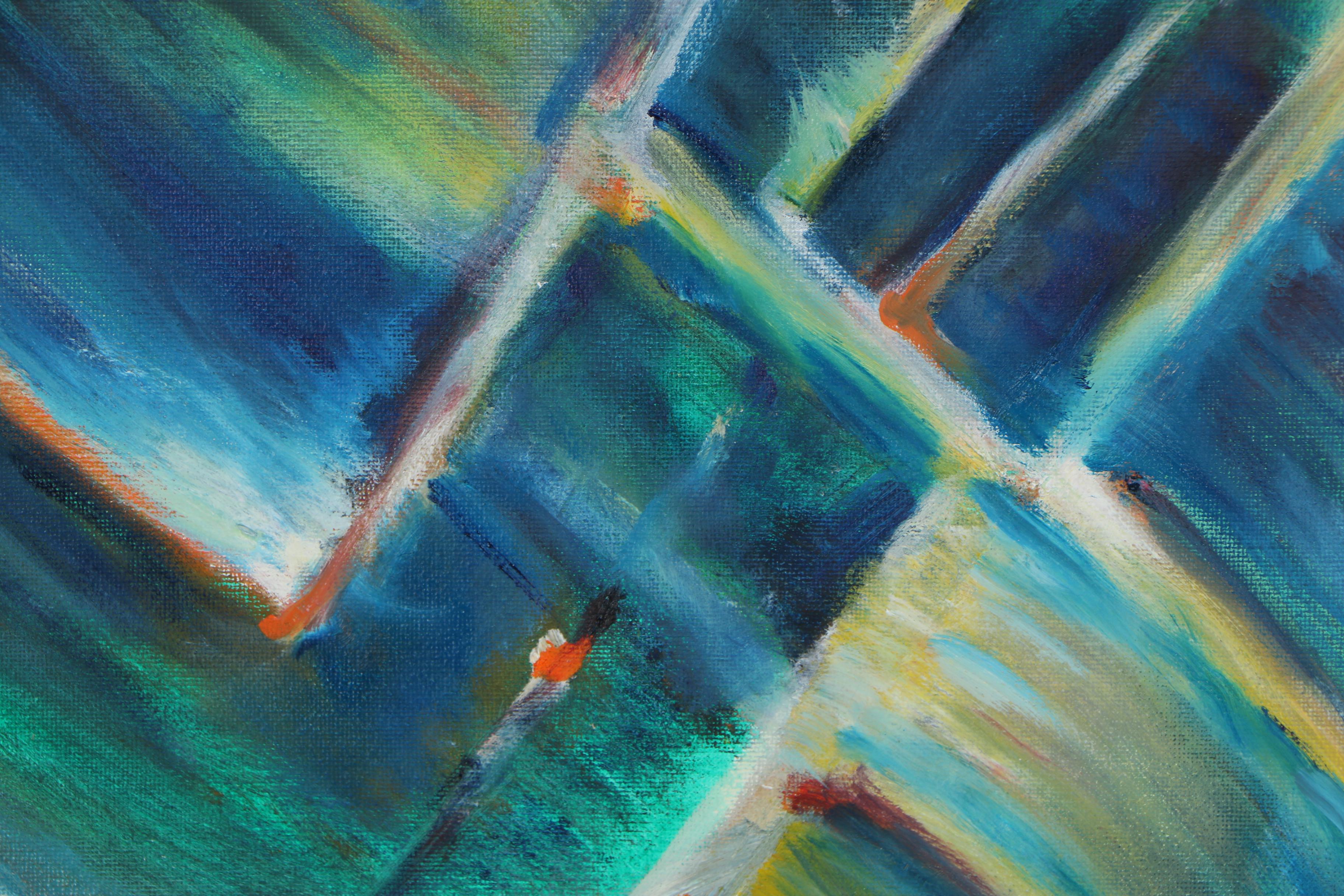 Husidio John Tempest Abstract Oil Painting Canvas "Urban Lights II"