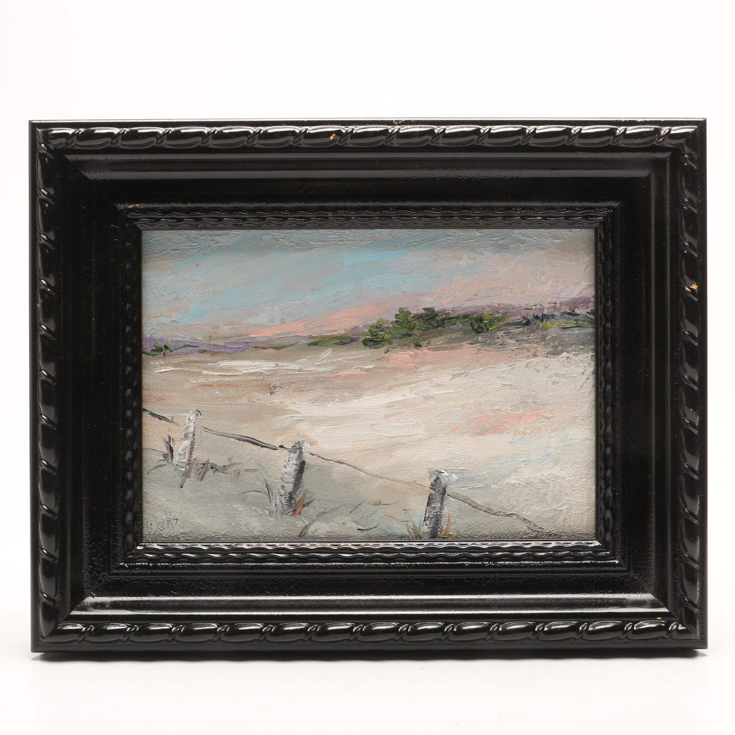 Trish Weeks Expressionist Style Oil Painting of Coastal Landscape