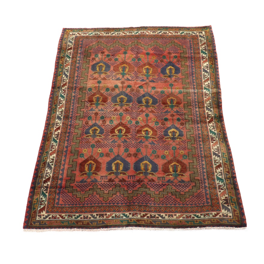 Hand-Knotted Persian Kurdish Wool Rug with "Shield" pattern