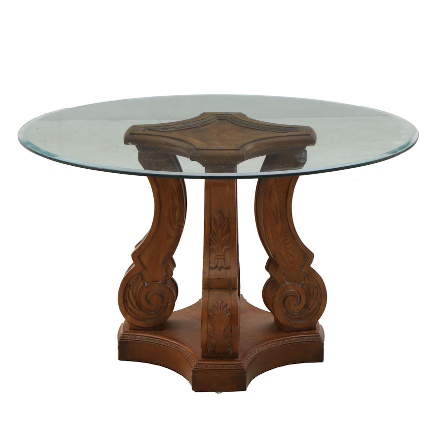 Victorian Style Dining Table with Glass Top