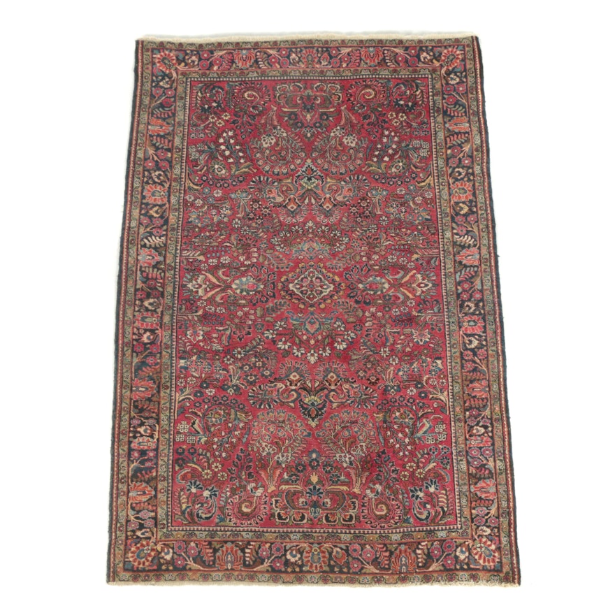 Hand-Knotted Persian Sarouk Wool Area Rug