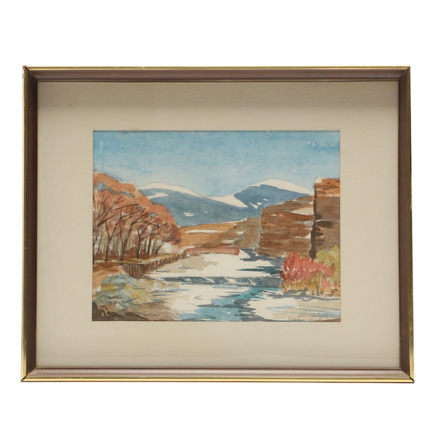 20th Century Watercolor Painting of Landscape