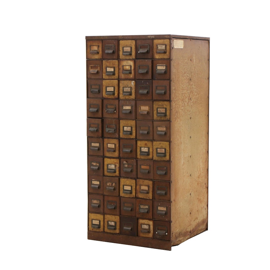 Mid-Century Era 50-Drawer Metal Storage Cabinet