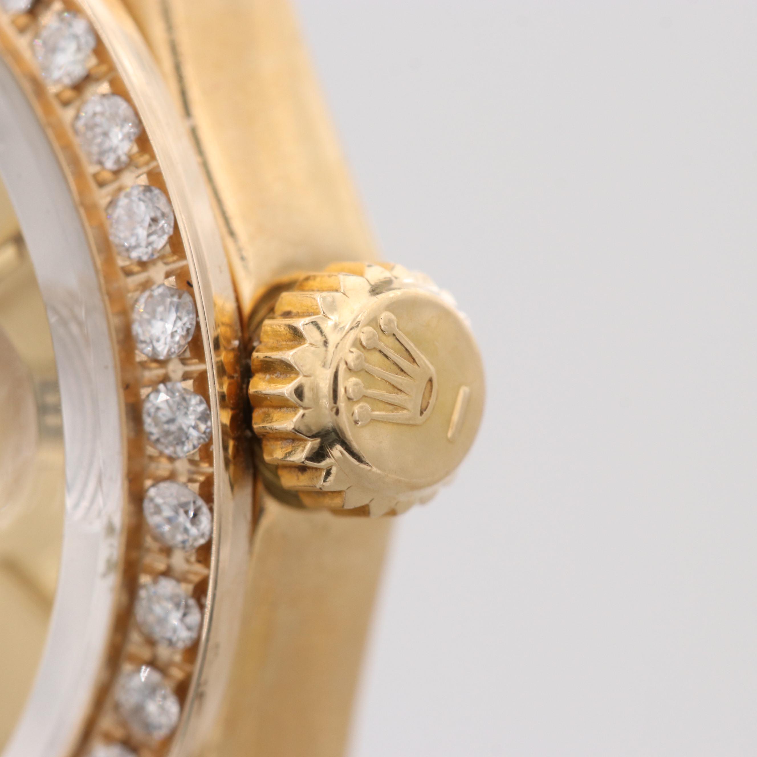 Rolex Datejust 18K Yellow Gold Watch With Diamond Bezel, 1966