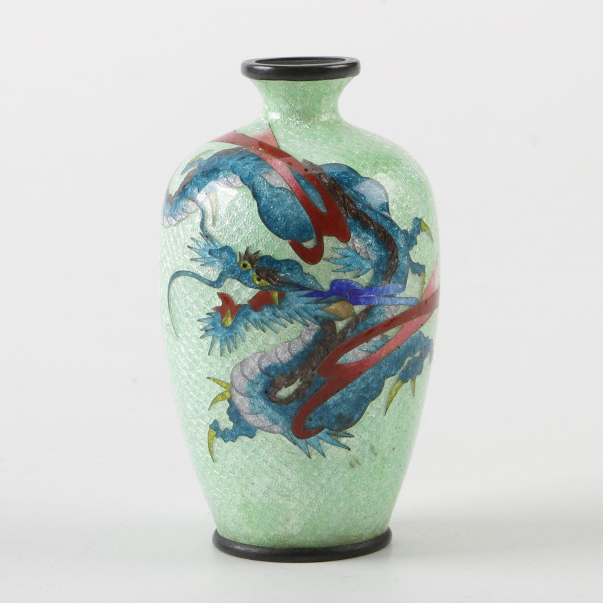 Japanese Ginbari and Cloisonné Brass Bud Vase, Late Meiji Period