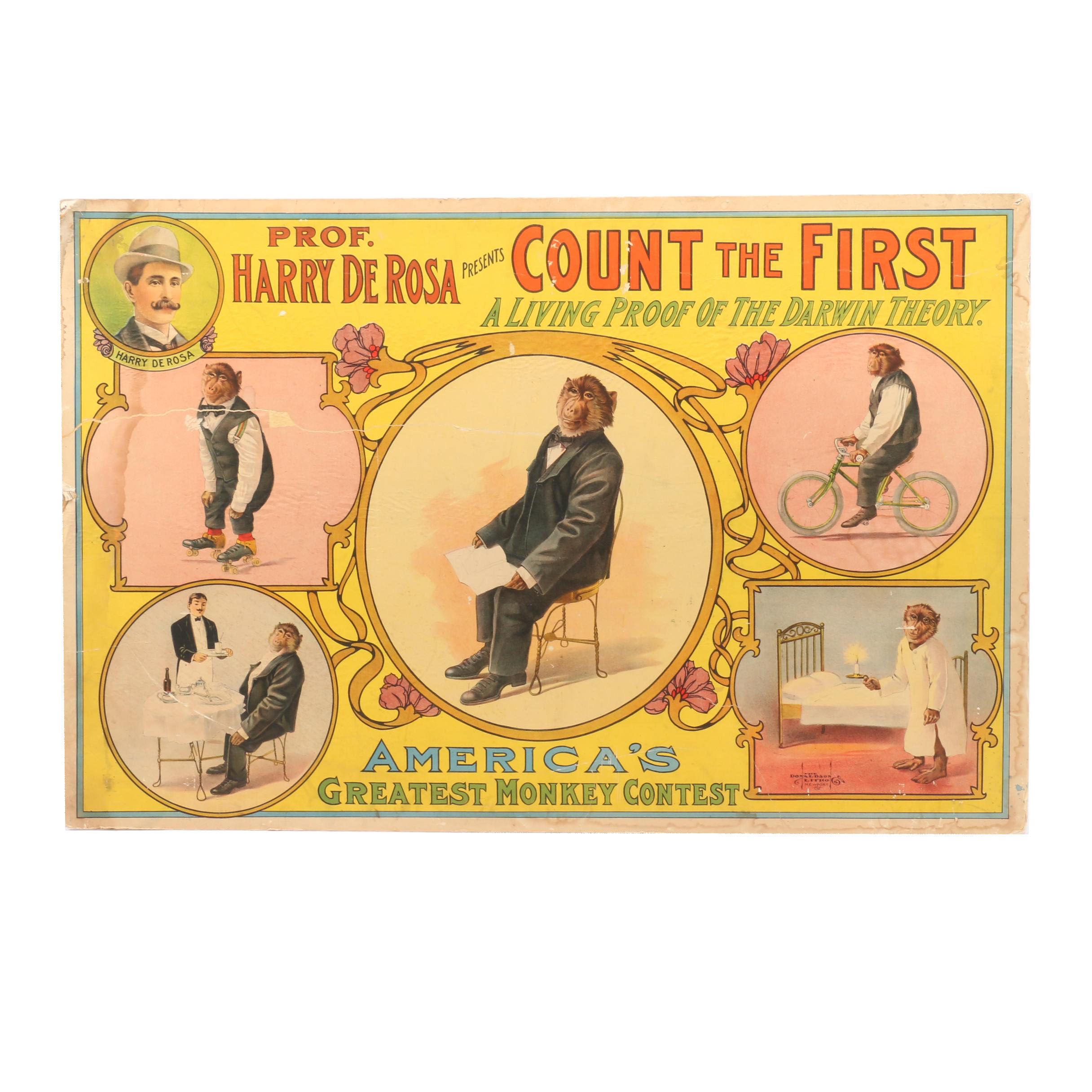 "America's Greatest Monkey Contest" Color Lithograph Advertisement