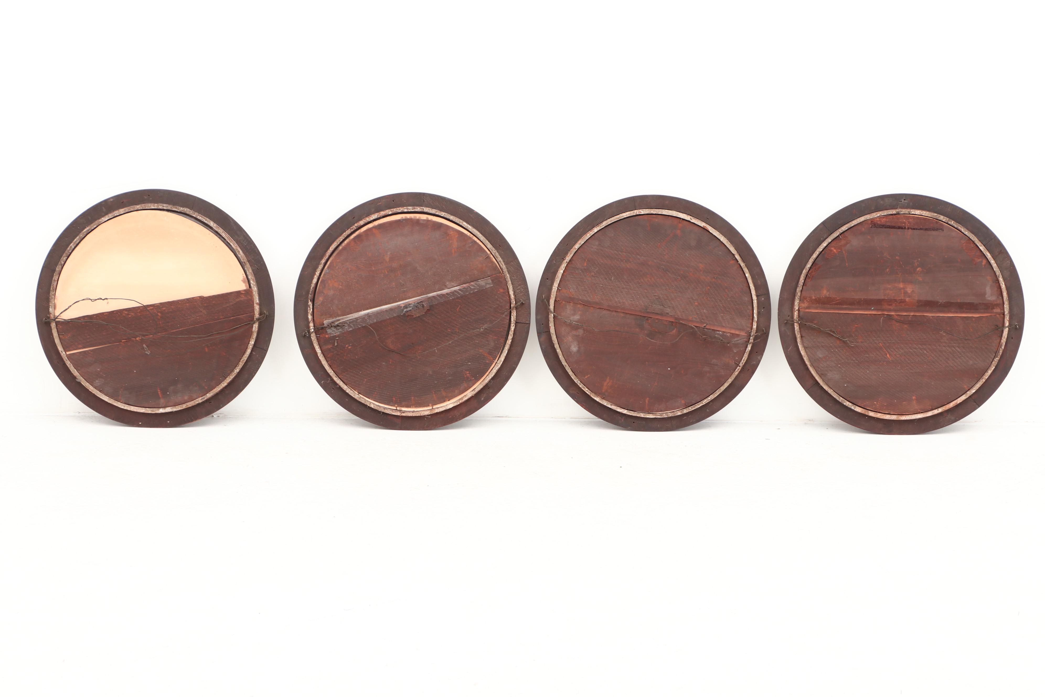 Four Victorian Walnut Frames with Albumen Greek Architectural Photos