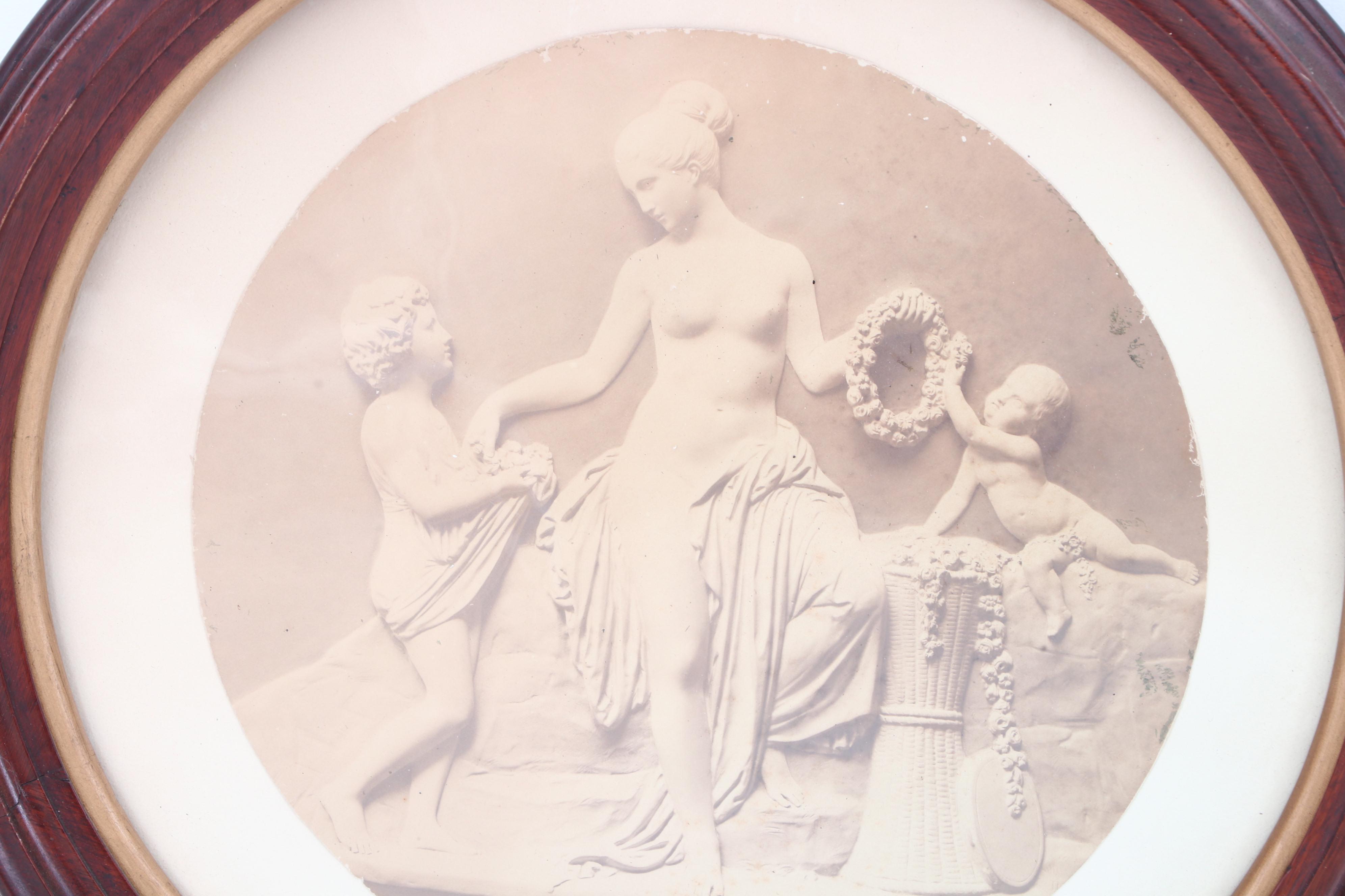 Four Victorian Walnut Frames with Albumen Greek Architectural Photos